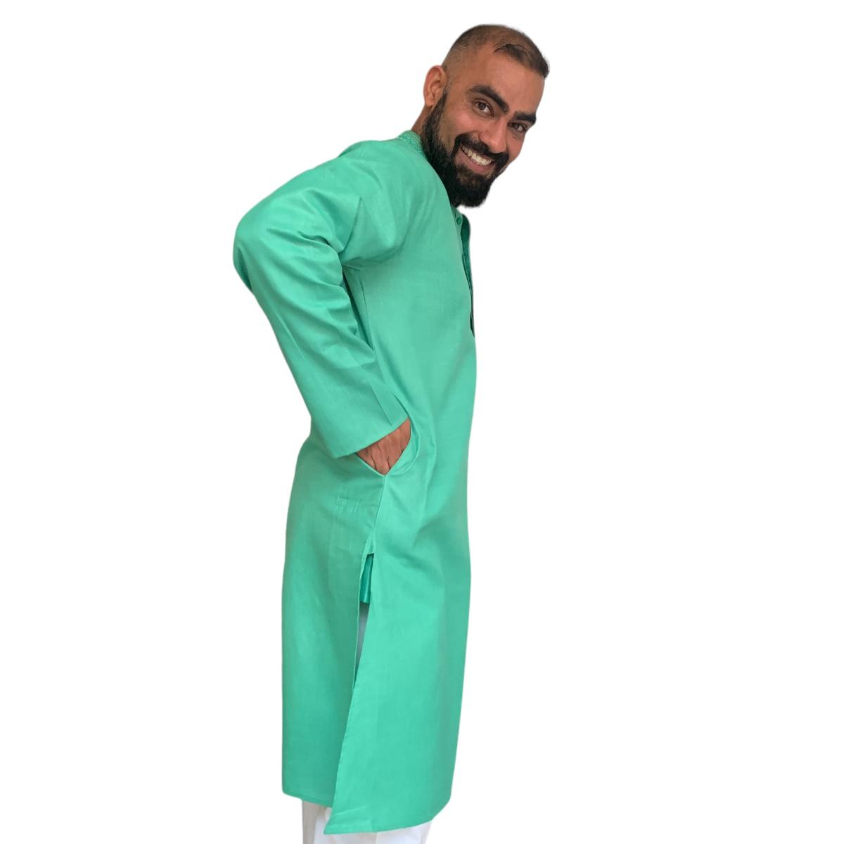 Kurta Pajama Tradicional Hindú para Caballero - 100% Algodón