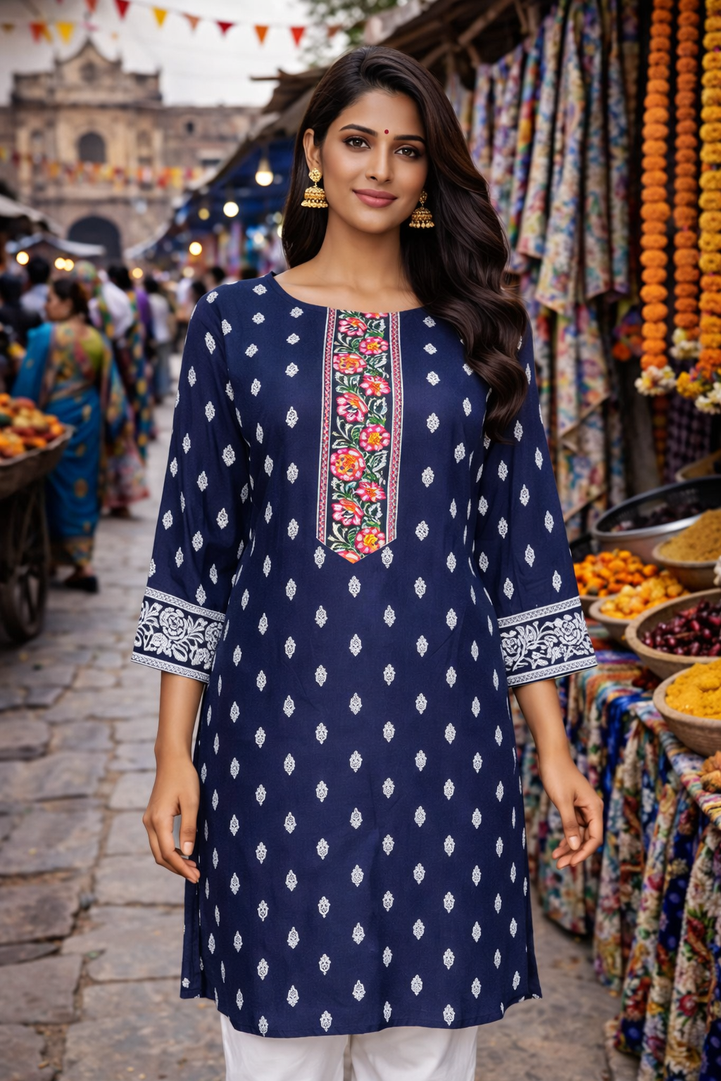 Kurti Hindú Artesanal con Estilo Tradicional y Elegante