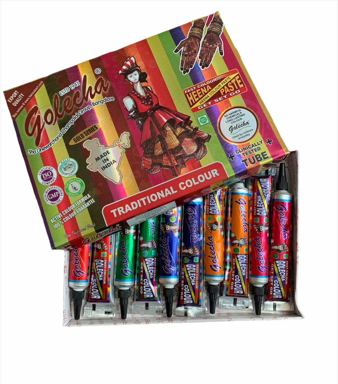 Henna Multicolor Para Tatuajes Temporales (7 Tubos)