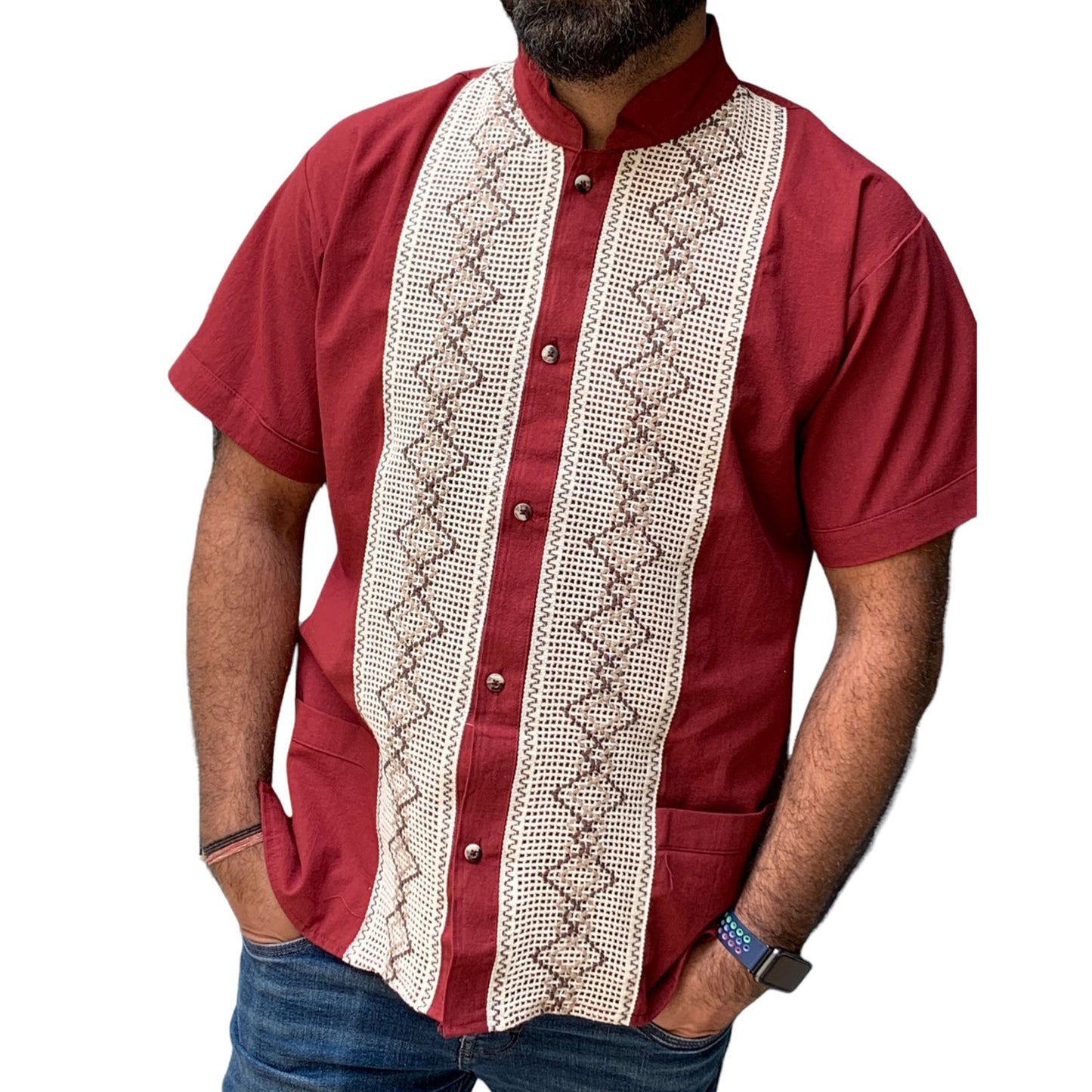 Guayabera Artesanal Mexicana - Manga Corta - 100% Algodón