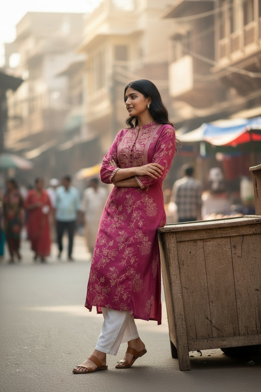 Kurti Hindú - Nashik Borgoña