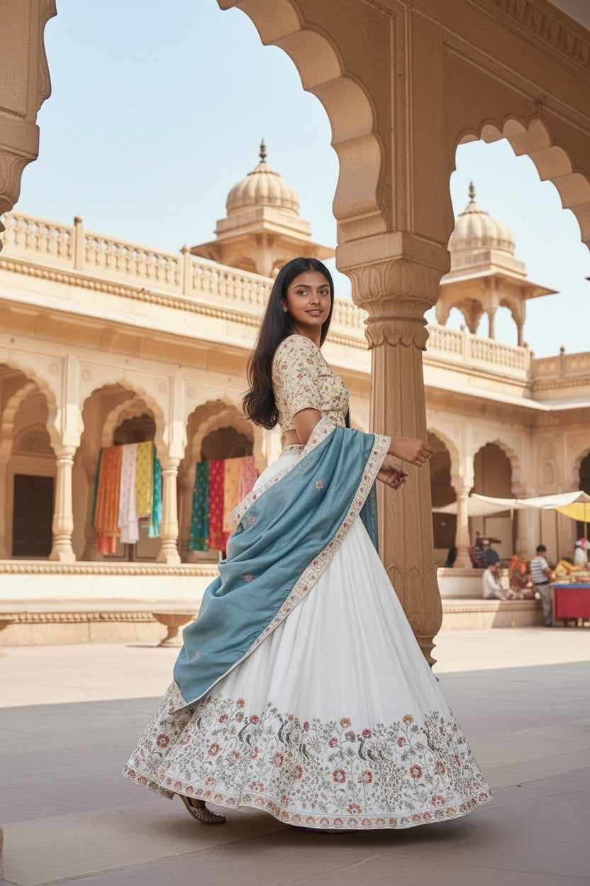 Lehenga Tradicional Hindú - Perla