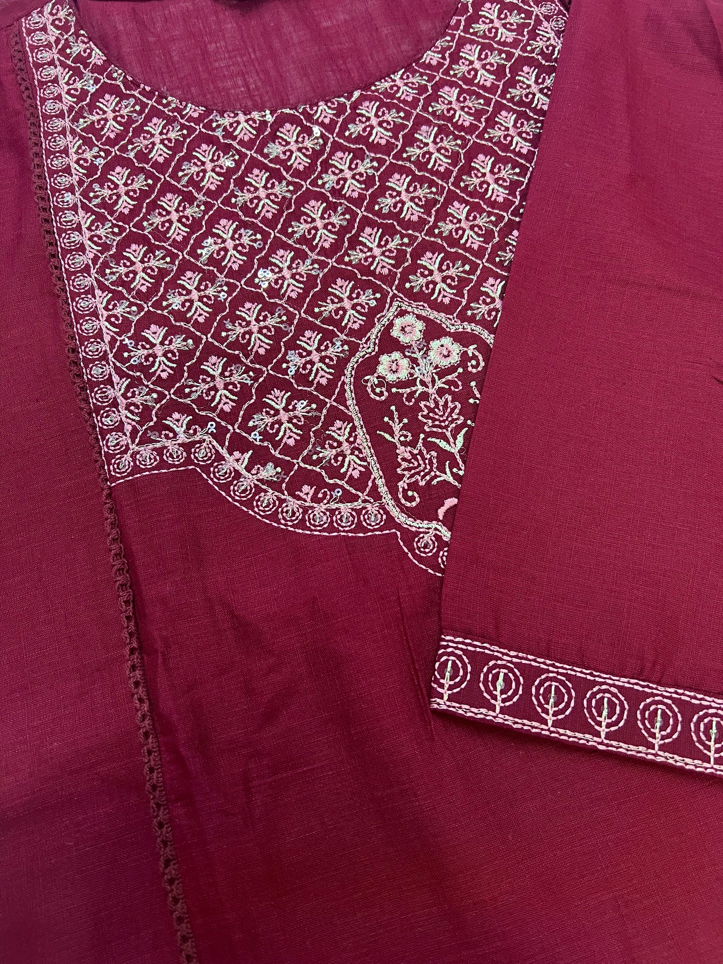 Kurti Hindú - Jaipuri Borgoña