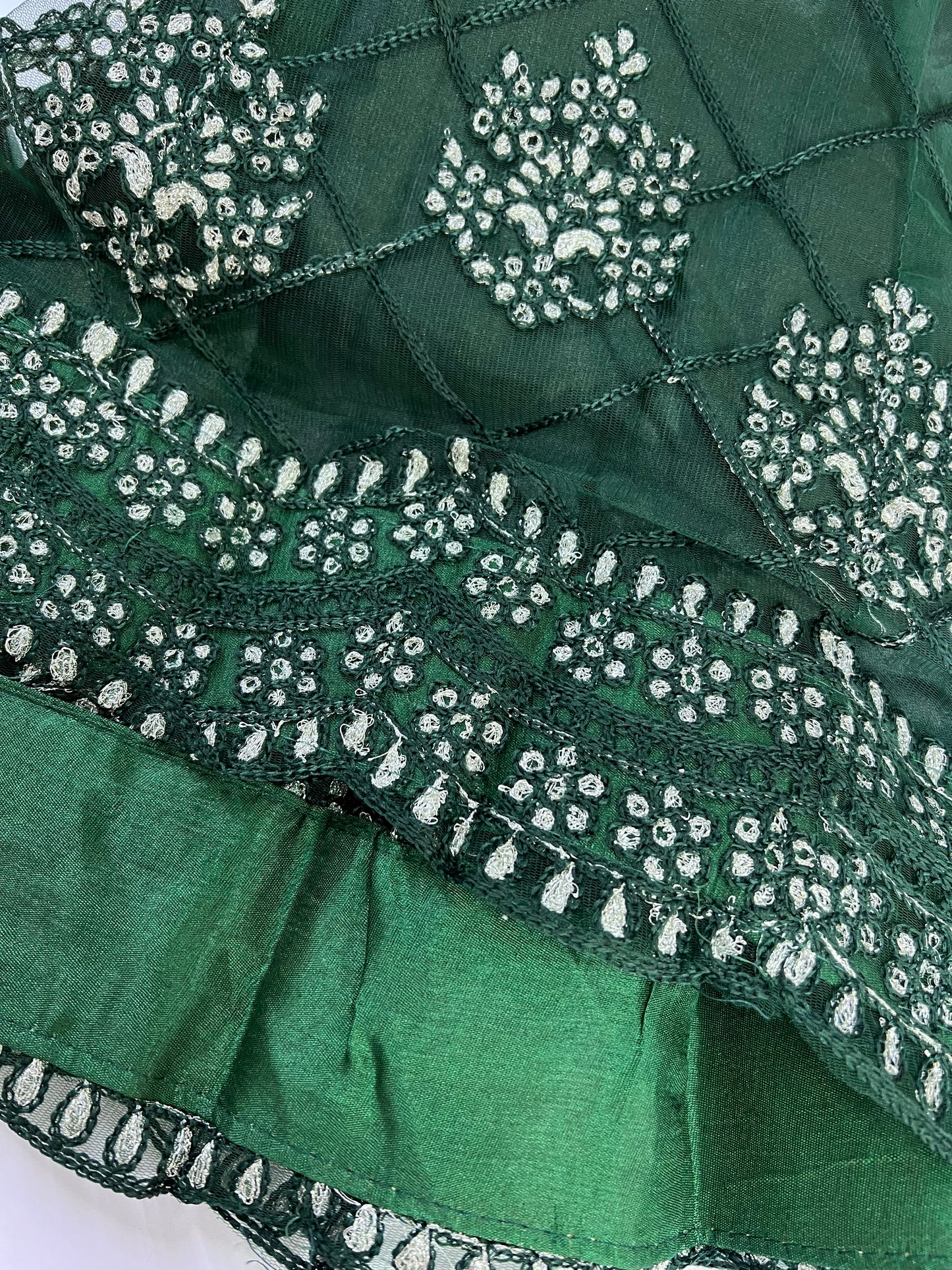 Lehenga Tradicional Hindú - Verde oscuro