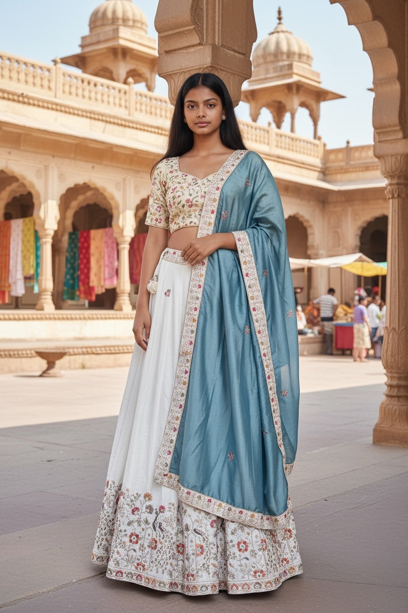 Lehenga Tradicional Hindú - Perla