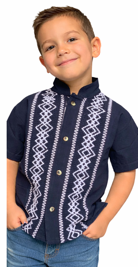 Guayabera Artesanal Mexicana para Niño - 100% Algodón
