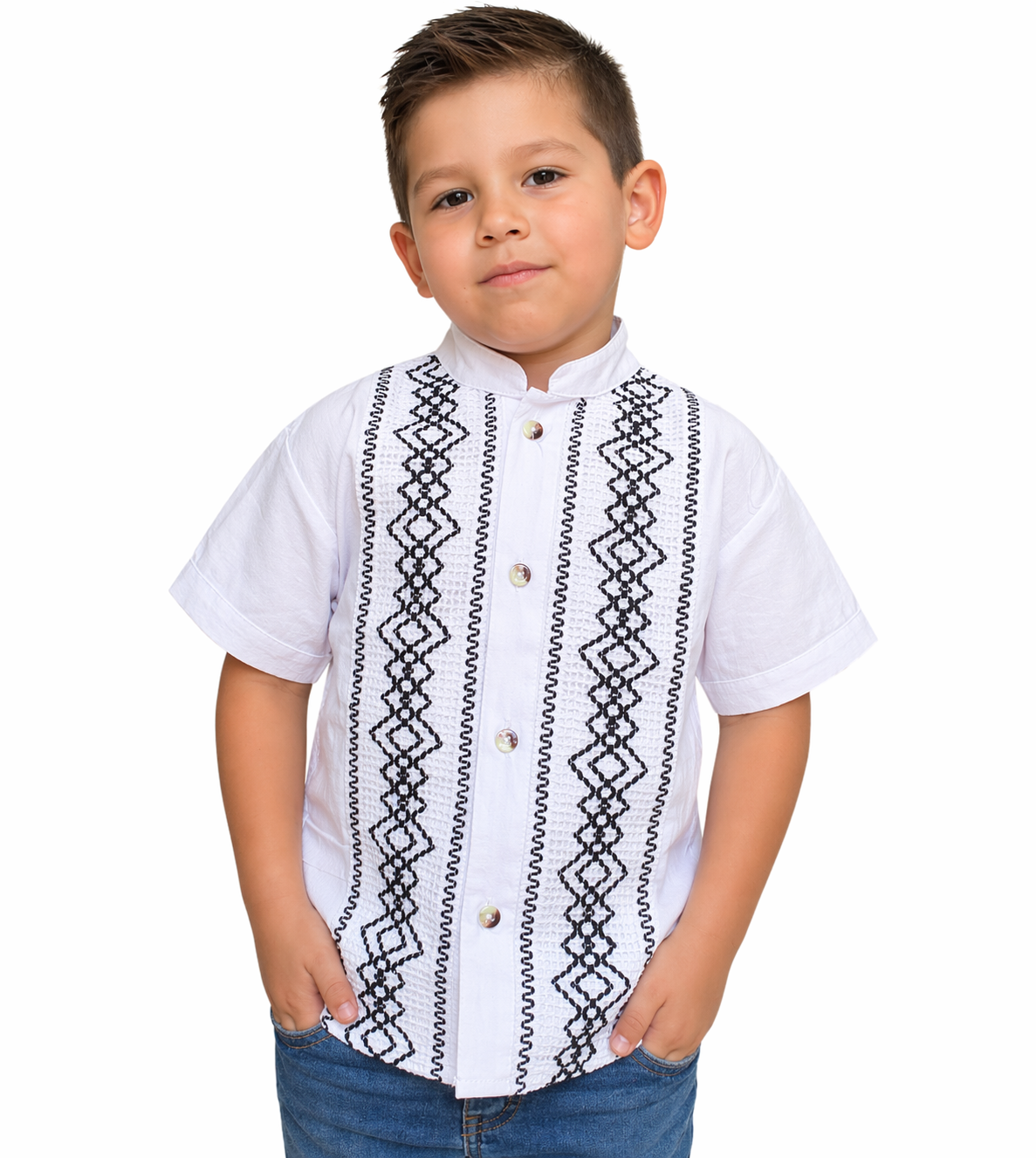 Guayabera Artesanal Mexicana para Niño - 100% Algodón