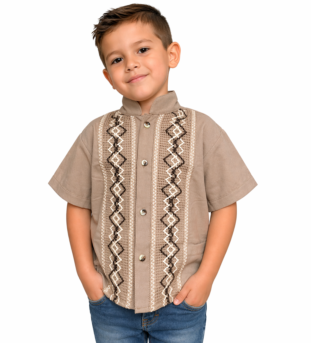 Guayabera Artesanal Mexicana para Niño - 100% Algodón