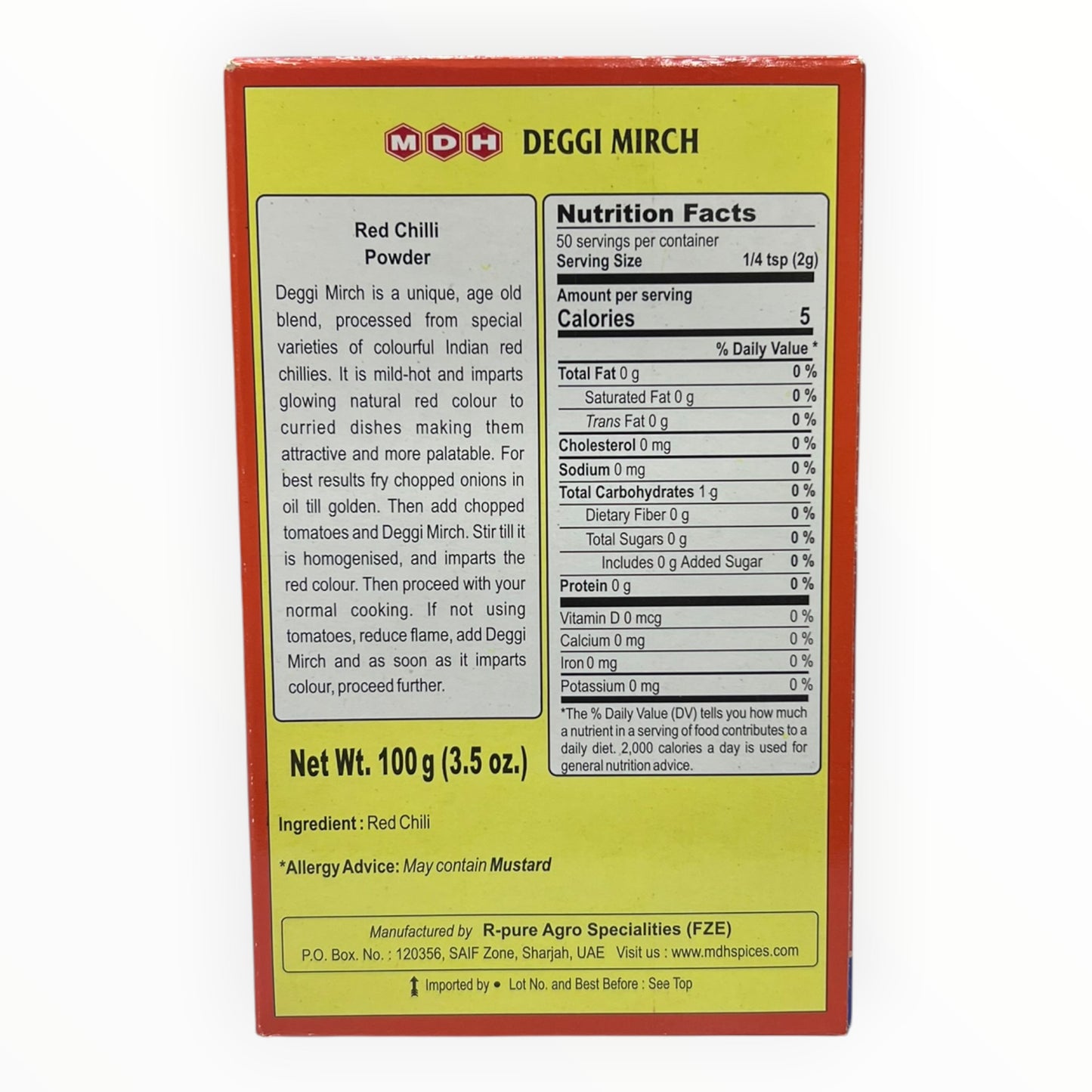 Pimienta Roja en Polvo 100g