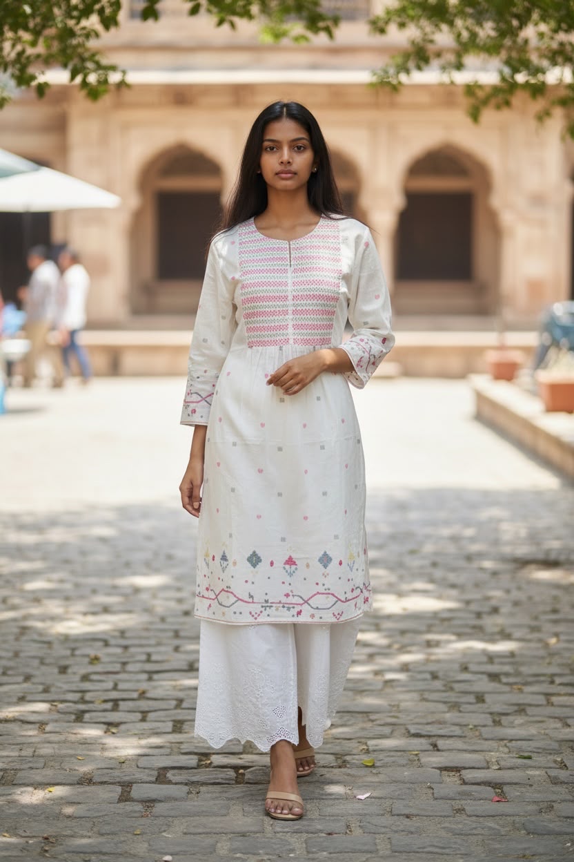 Kurti Hindú Artesanal con Estilo Tradicional y Elegante