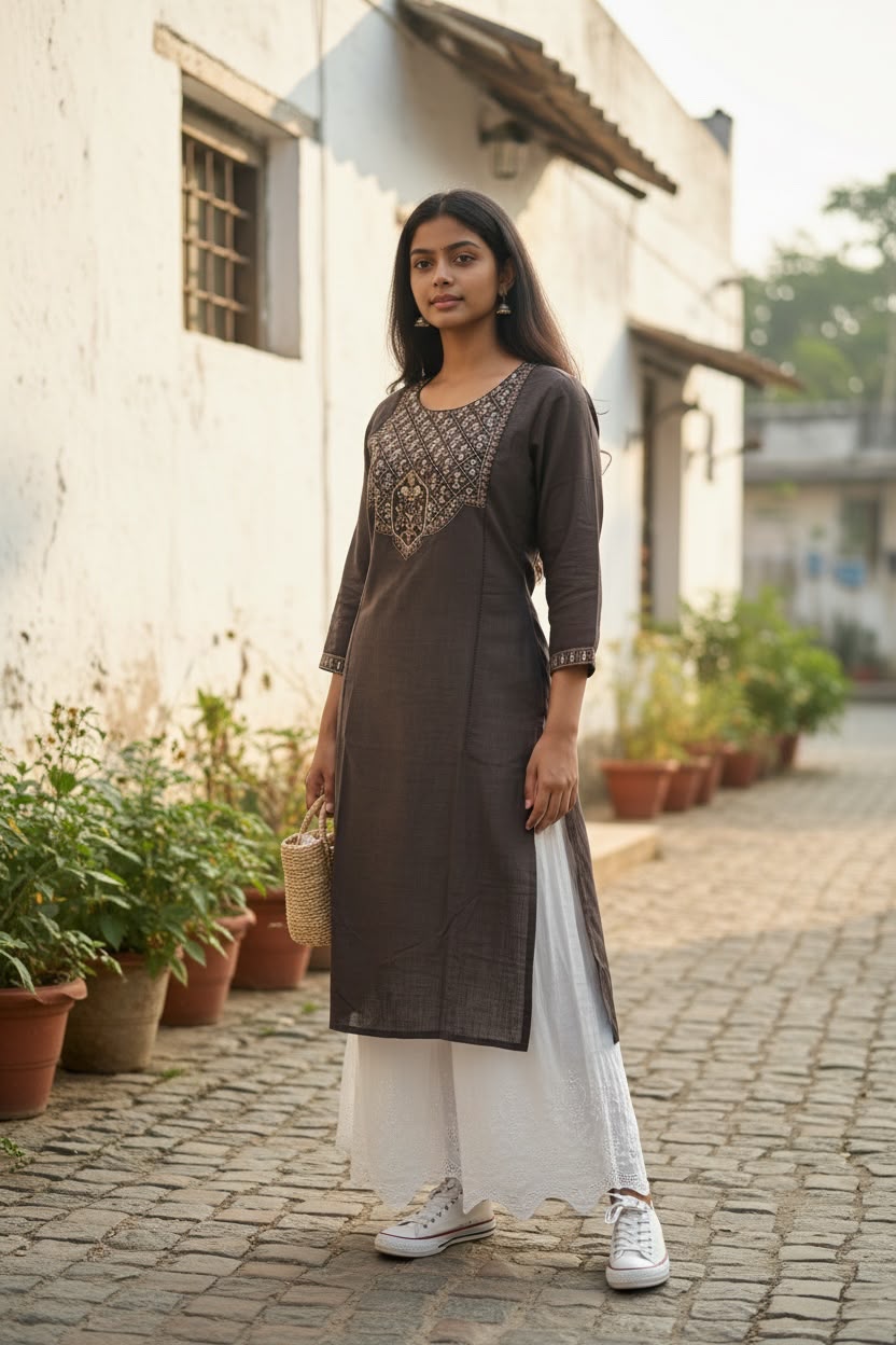Kurti Hindú Artesanal con Estilo Tradicional y Elegante