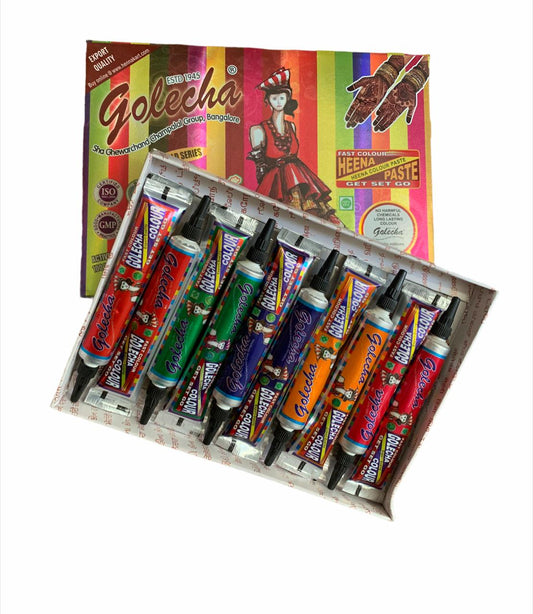 Henna Multicolor Para Tatuajes Temporales (7 Tubos)